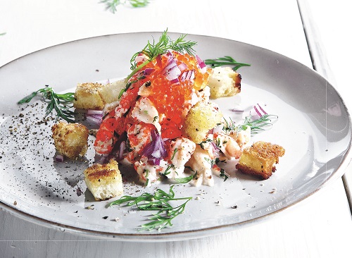 Omvänd toast Skagen med kräftor